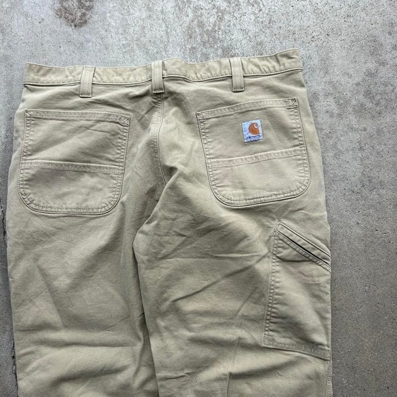 Carhartt Pants W38 Mens Khaki Work Utility Workwear - Picture 3 of 4